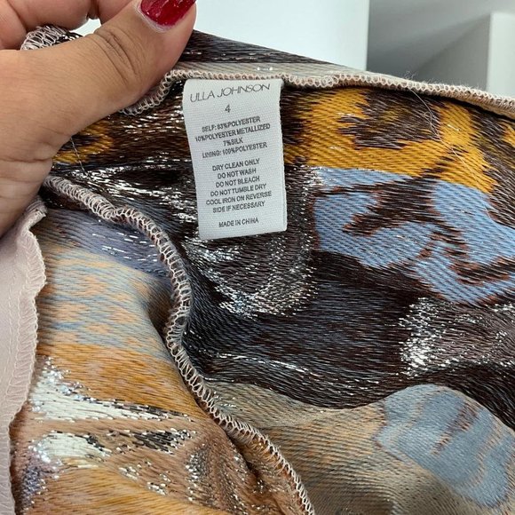 Ulla Johnson Women's Fontaine Midi Dress Ocean Jasper Asymmetric Multicolor Sz 4 - Picture 6 of 7